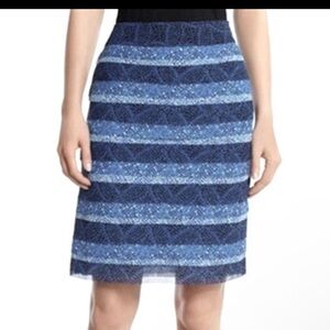 WHBM Womens Skirt Blue Layered Chiffon Lined Pleated Sz 4